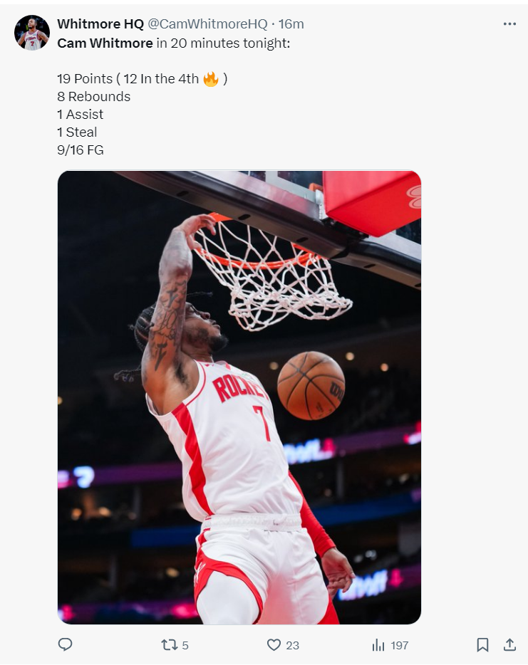 北京队对阵深圳队，西亚卡姆打出生涯之夜